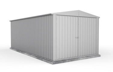Absco 3.00mW x 5.96mD x 2.30mH Double Door Highlander Garden Shed - Zincalume - Shed City